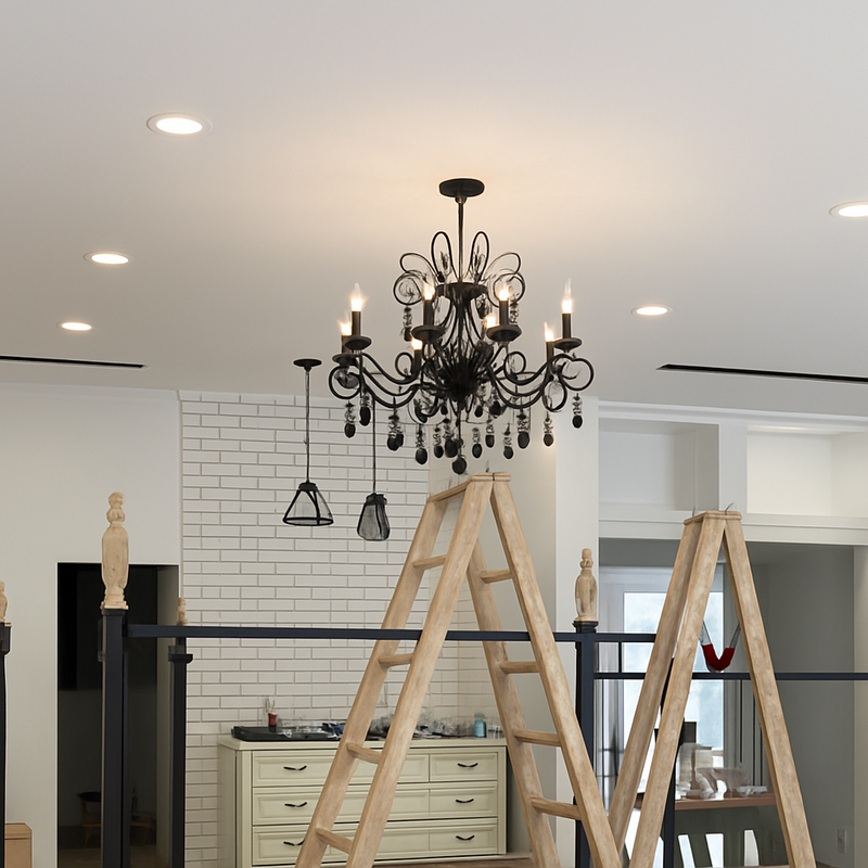 lustre vintage en cristal et fer forgé pour un éclairage élégant