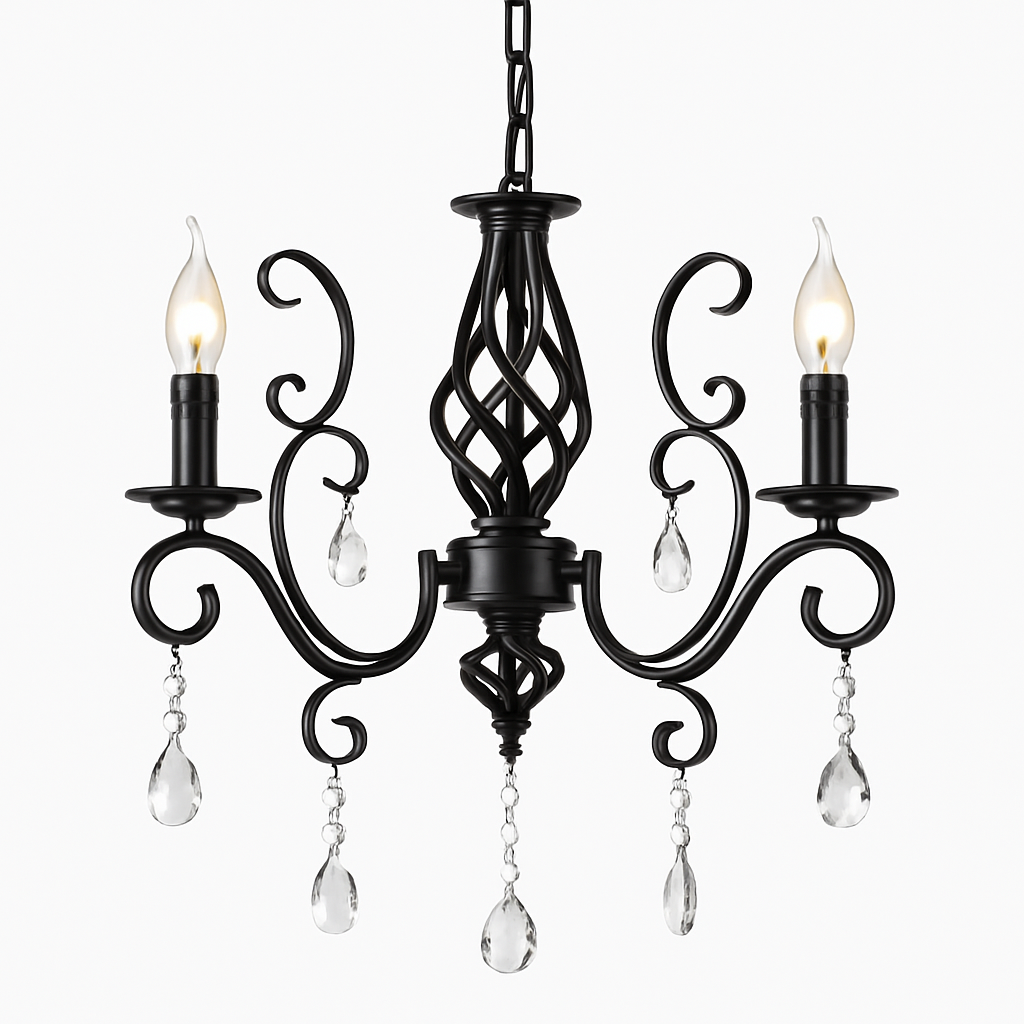 lustre vintage en cristal et fer forgé pour un éclairage élégant - vue 5 sur 15