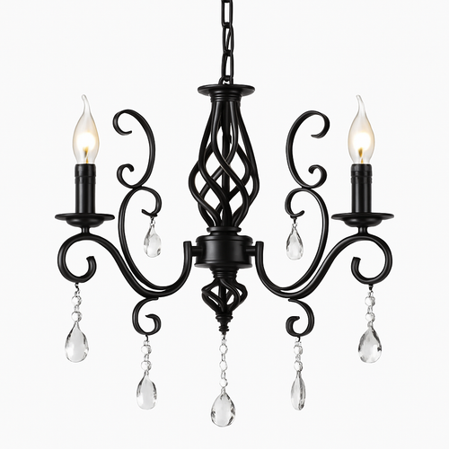 lustre vintage en cristal et fer forgé pour un éclairage élégant