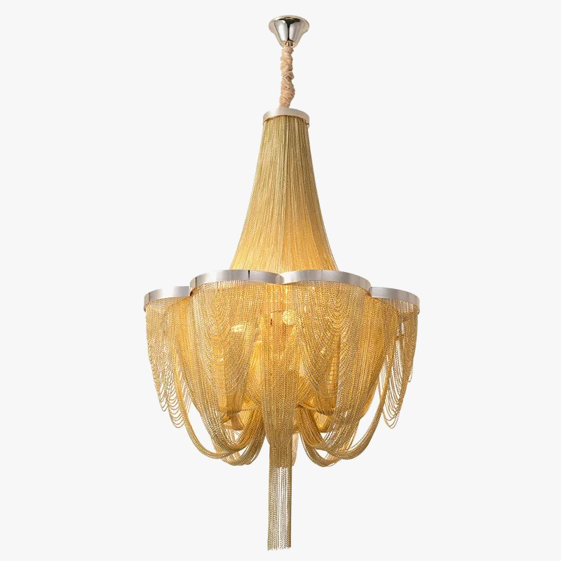 Lustres argentés modernes allumant le lustre de luxe de salon avec les lumières de gland en aluminium de chambre à coucher de frange d'or pour la cuisine