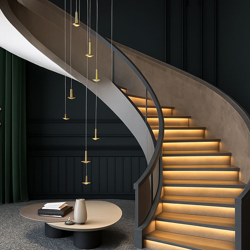 lustres modernes led pour escalier de luxe et cafés