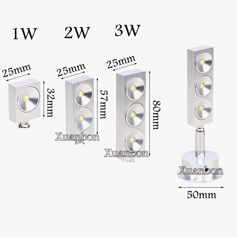 mini spot led réglable pour présentoir de bijoux