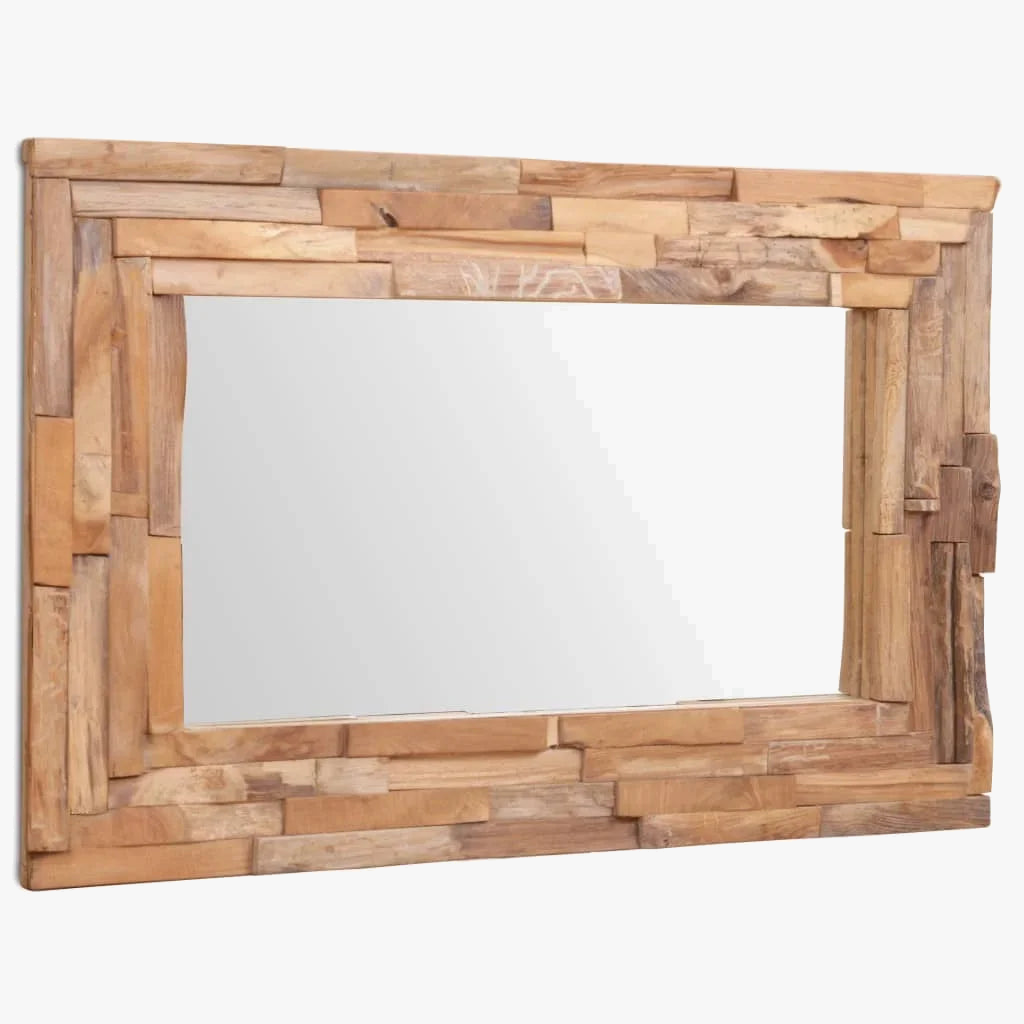 miroir décoratif rectangulaire en teck pour décoration intérieure