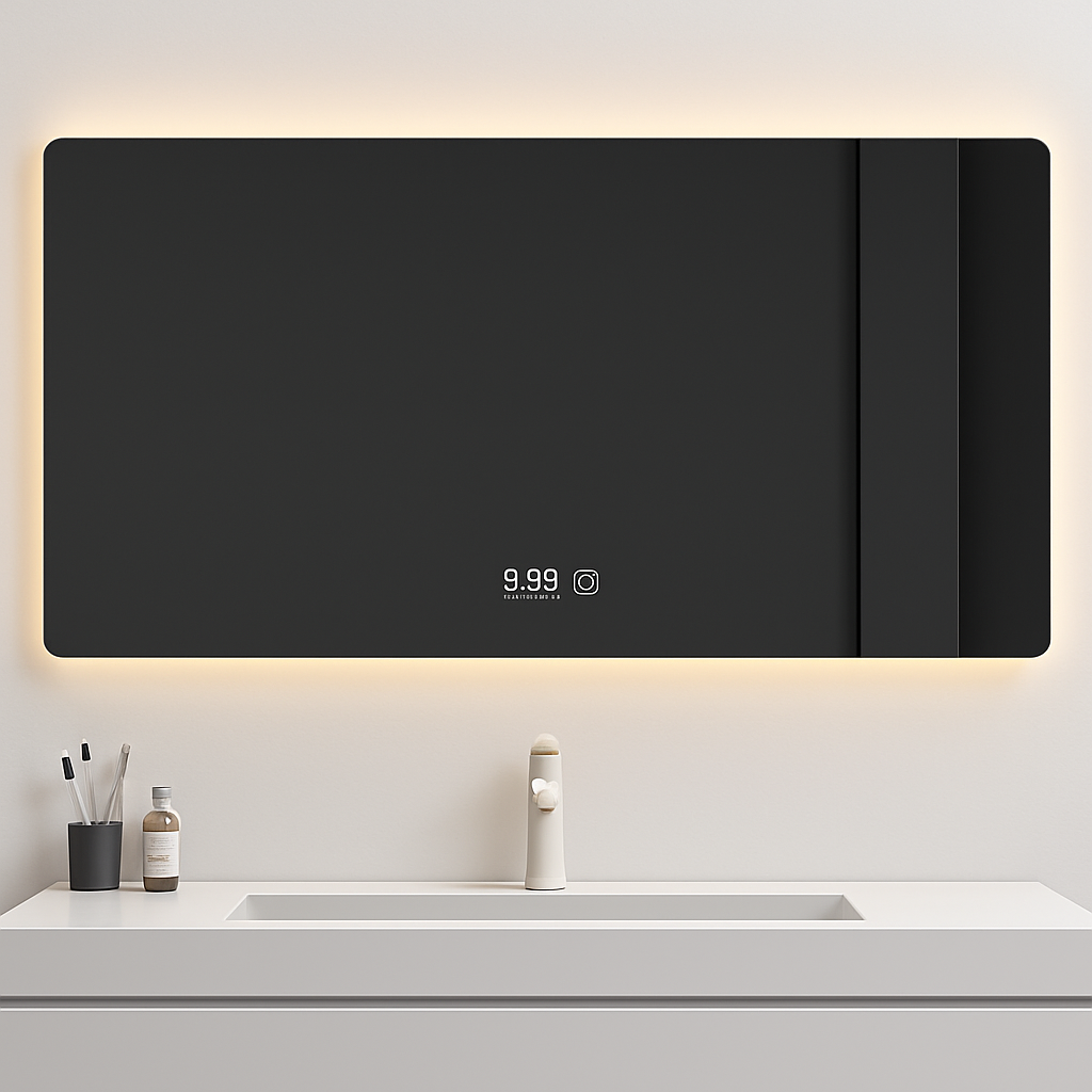 miroir intelligent rectangulaire à écran tactile avec éclairage led