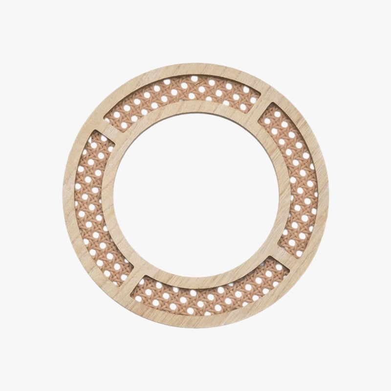 miroir rond en rotin bohème pour décoration intérieure