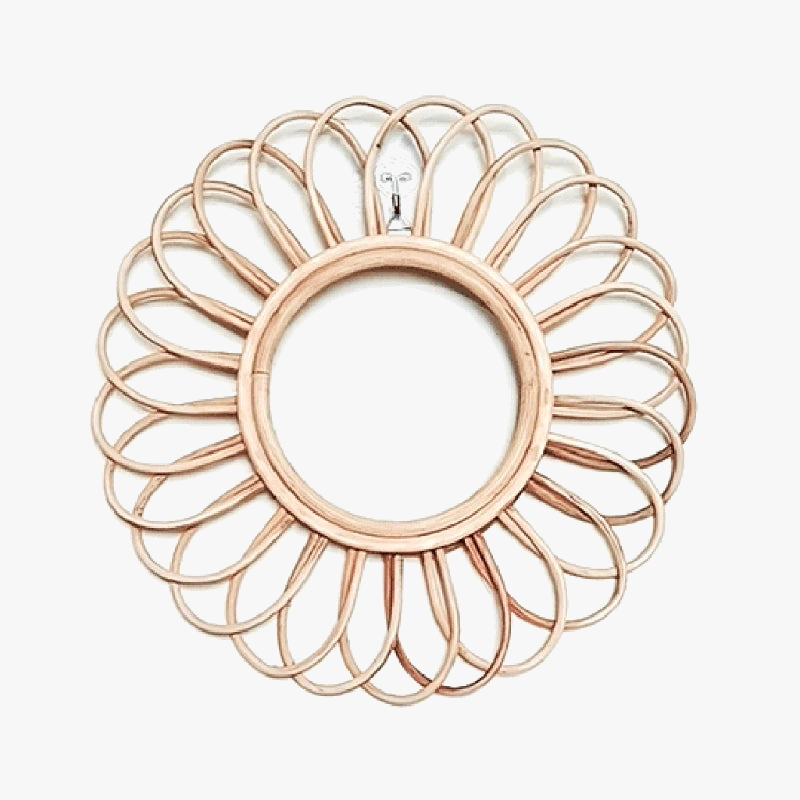 miroir rond en rotin décoration artistique pour intérieur
