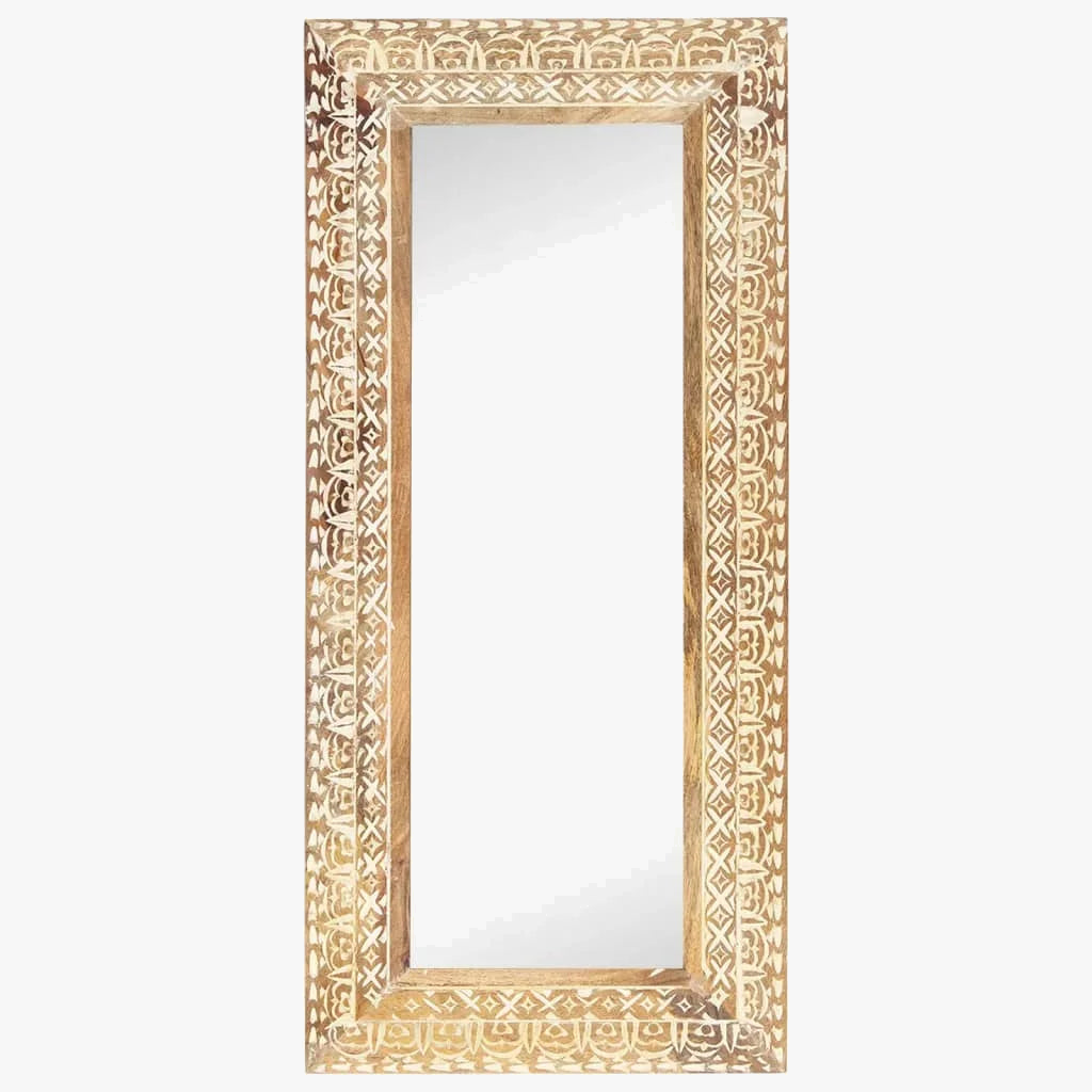 miroir sculpté en bois de manguier décoration murale artisanale