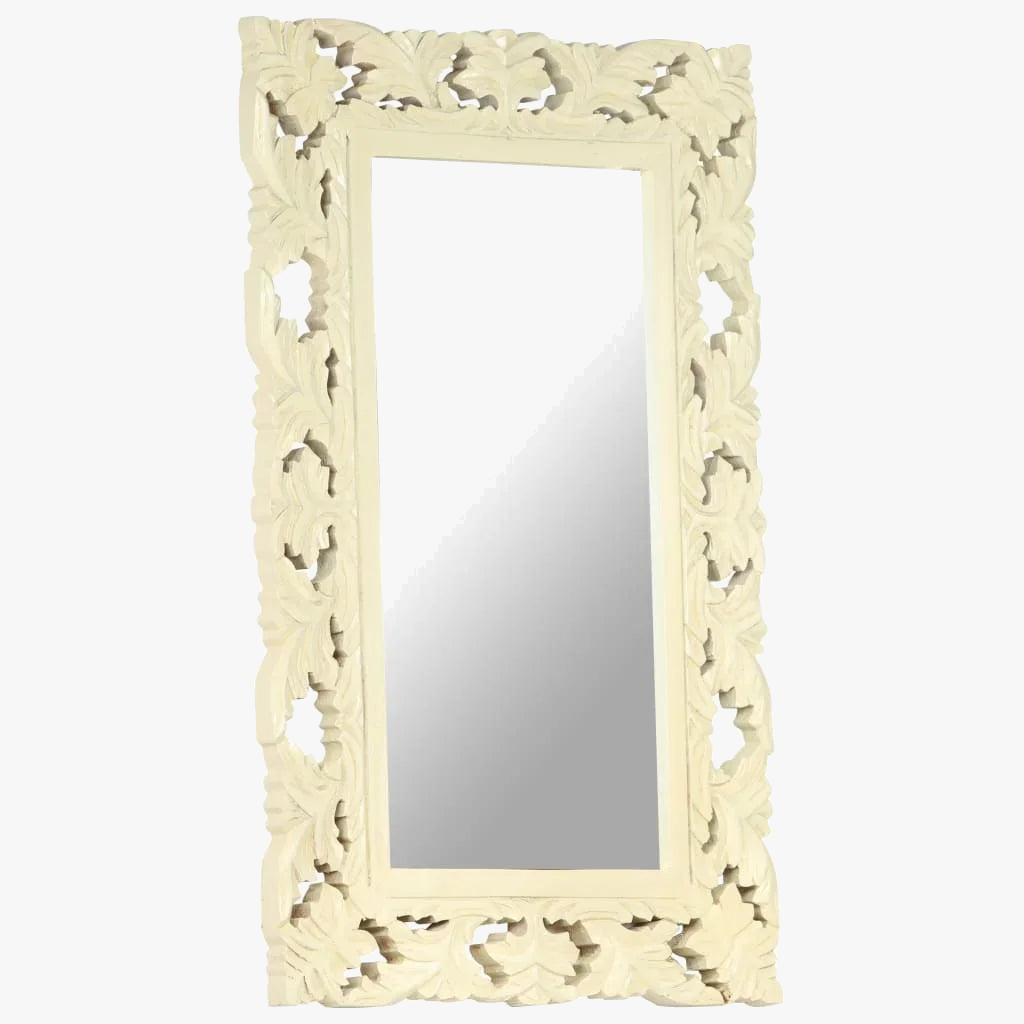 miroir sculpté en bois de manguier massif décoration murale artisanale