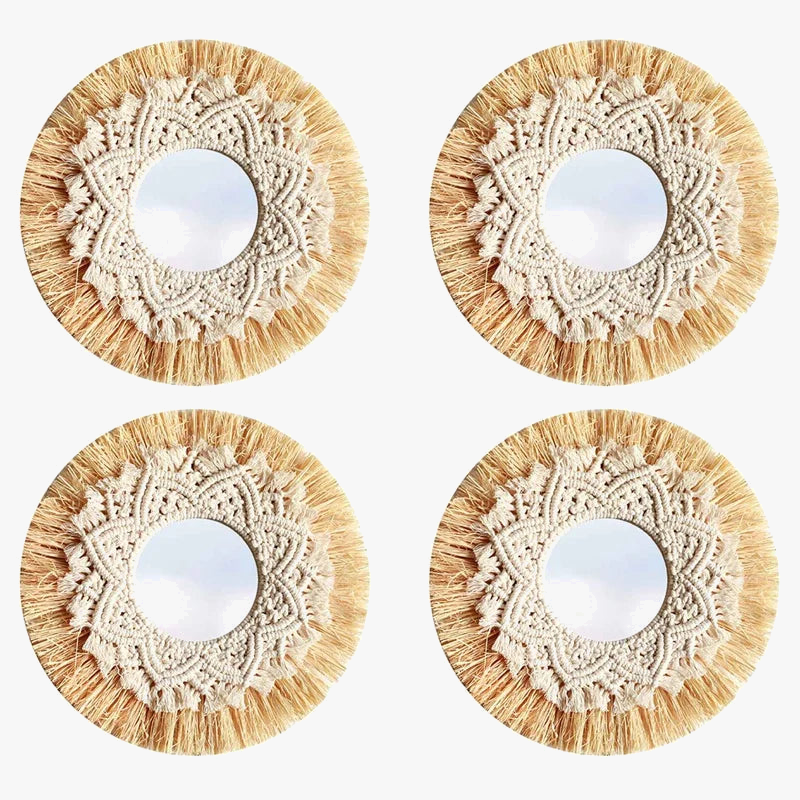 miroir tissé à la main décoration murale boho nordique décorateur
