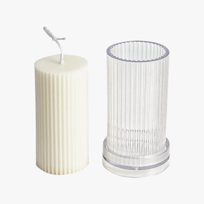 moule cylindrique à rayures pour fabrication de bougies en acrylique