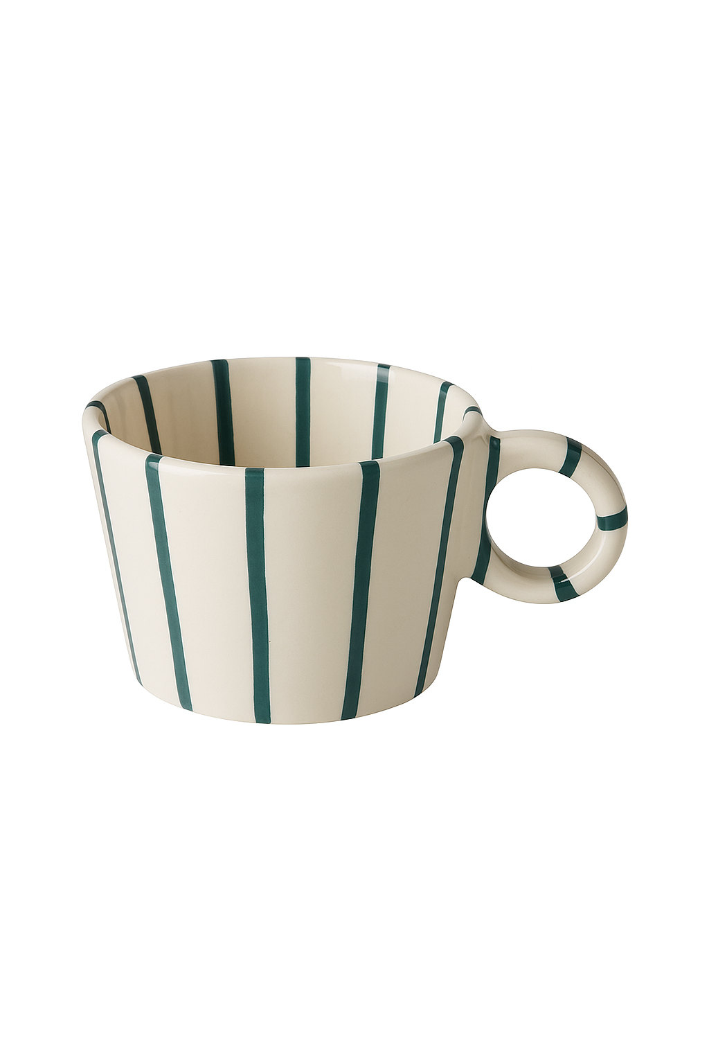 Mug ceramique motifs geometriques style nordique anse peinte