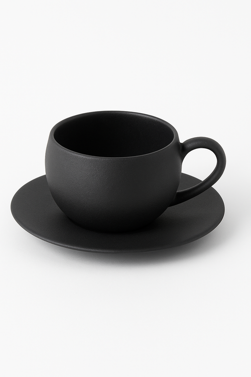 Mug ceramique style pierre volcanique avec soucoupe