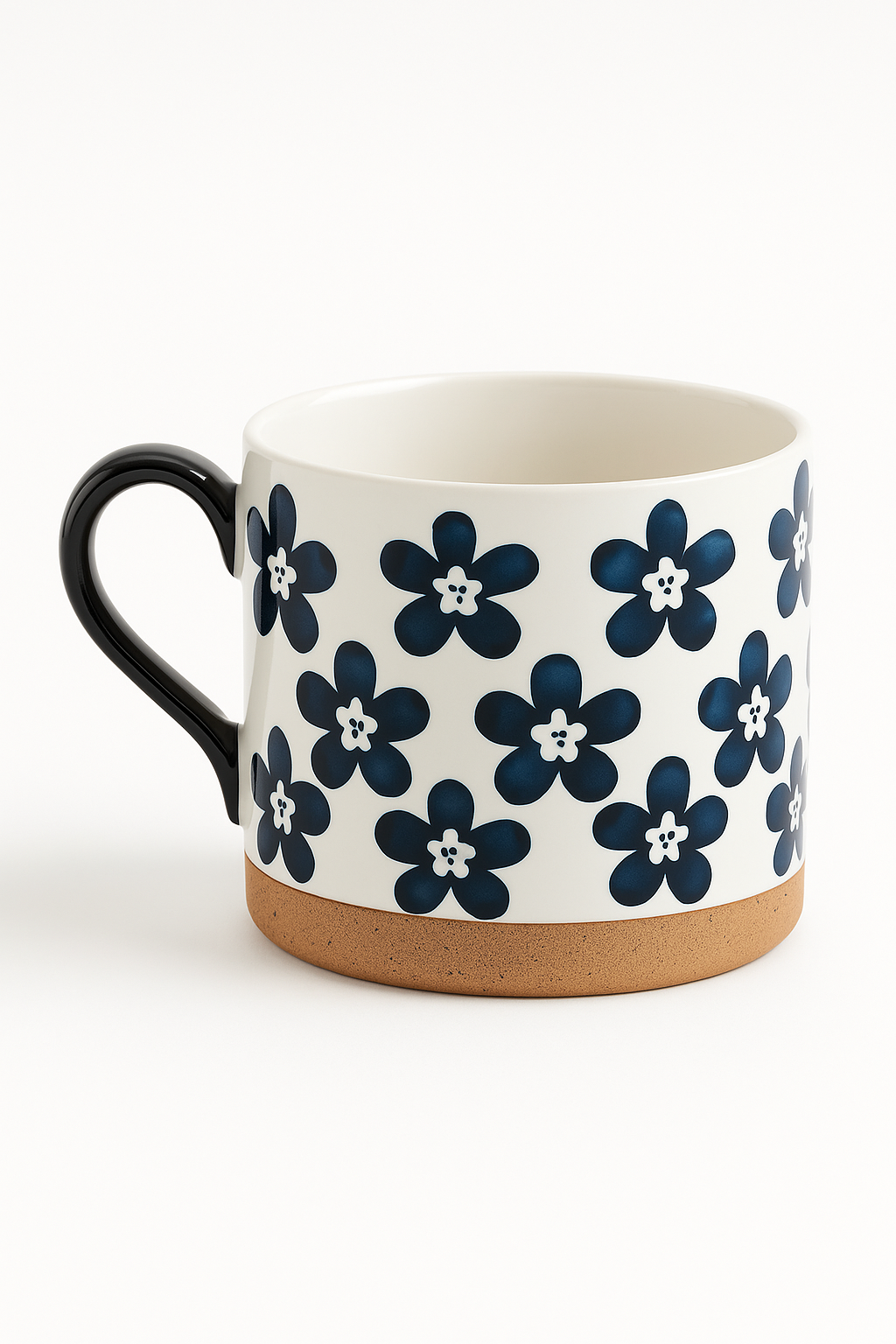 Mug japonais retro ceramique fleurs cerisier peint main