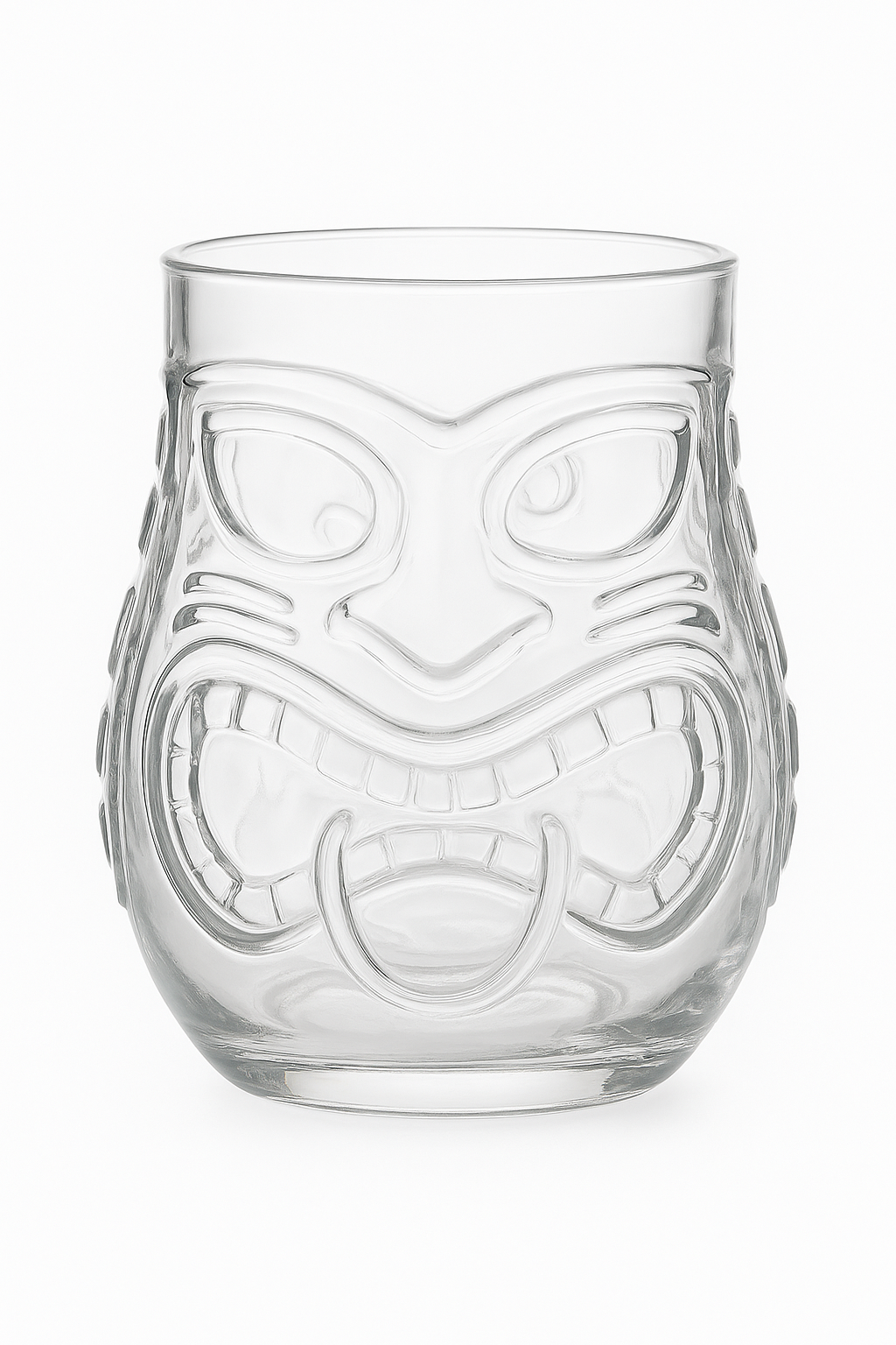 Mug tiki en verre transparent motif tiki bar