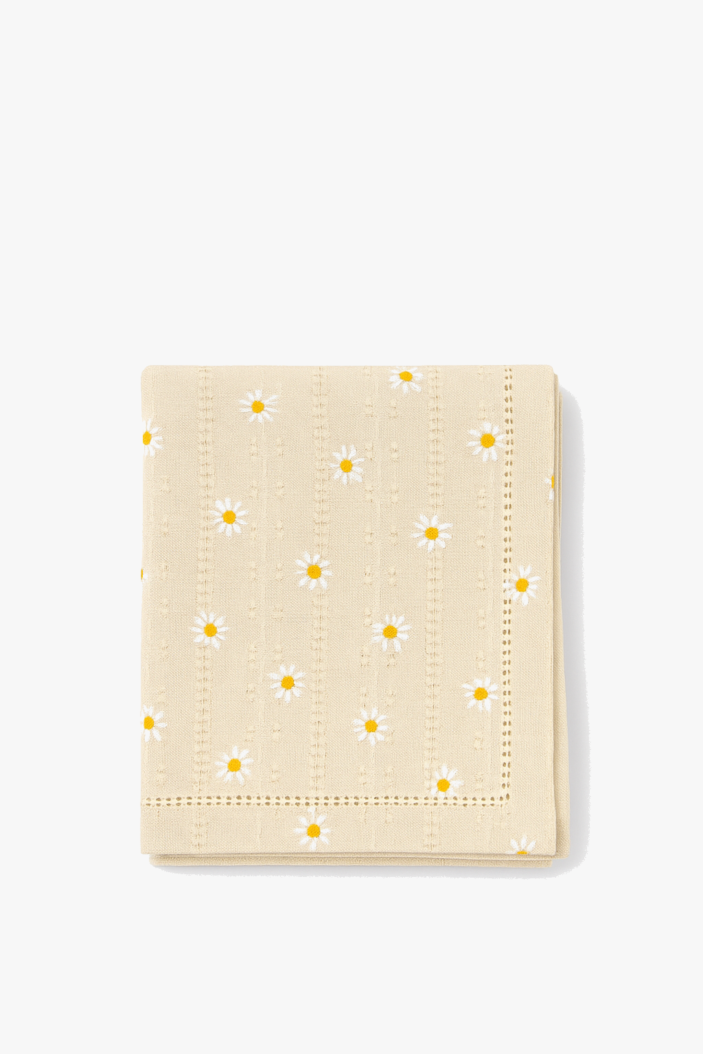 Nappe coton brodée marguerites style coréen table cuisine