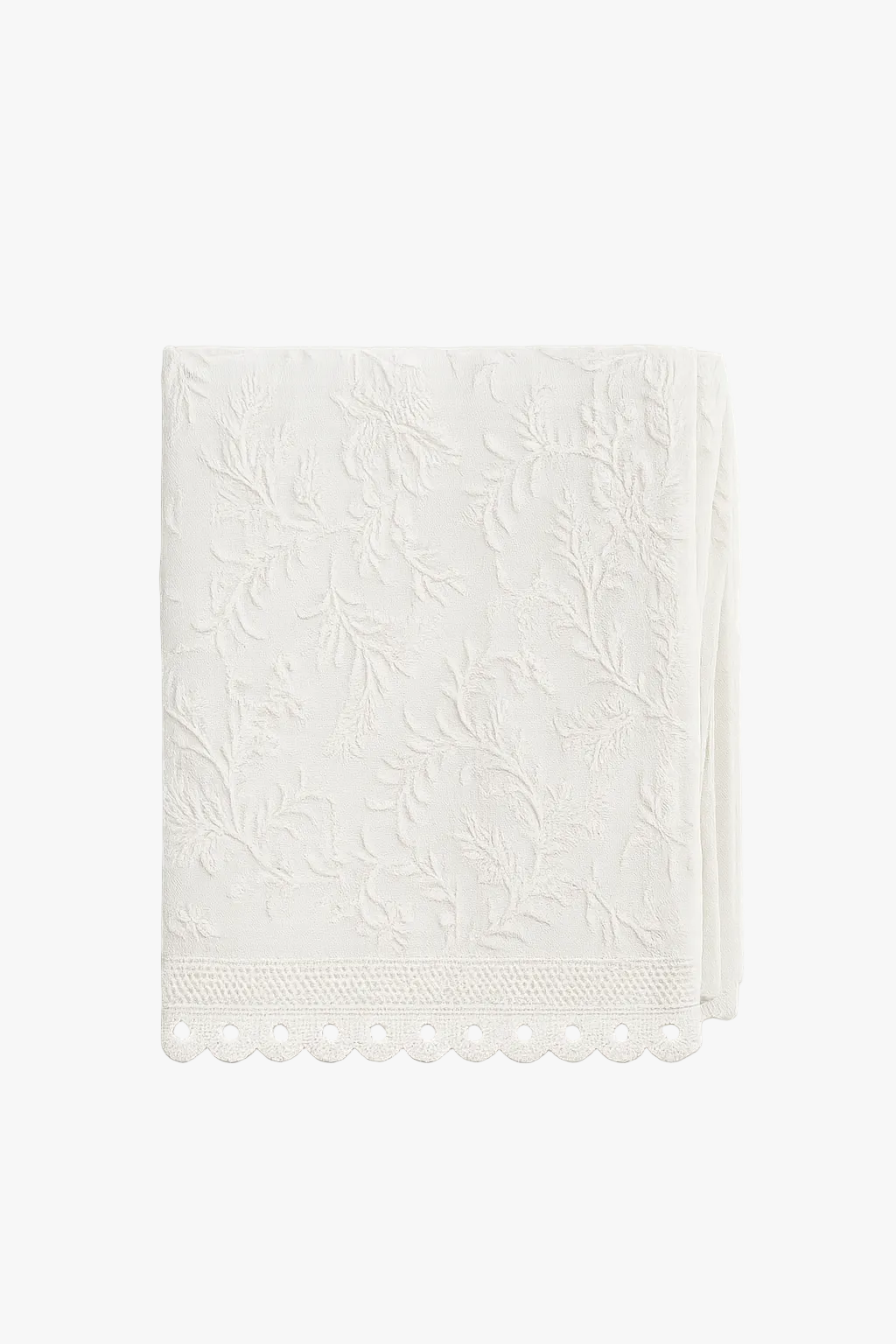 Nappe dentelle florale style champetre brodee coton table