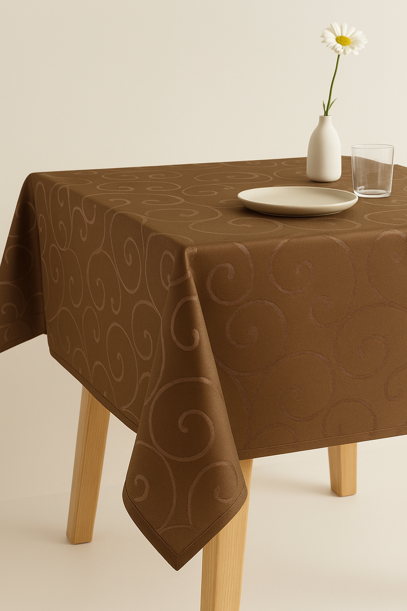 Nappe motif damassé floral imperméable facile entretien maison