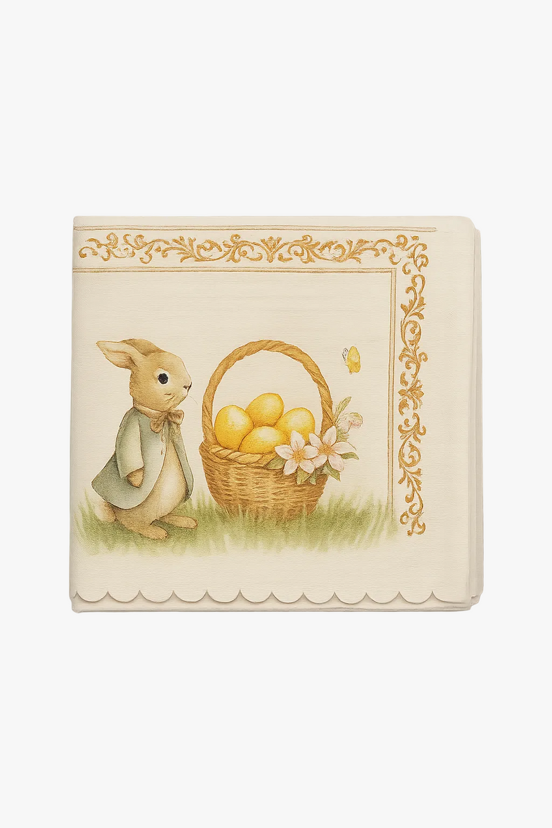 Nappe motifs lapins paques fleurs style pastoral impermeable