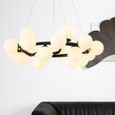 Nordique LED ronde lustre boule de verre or noir suspension lampe restaurant cuisine salon anneau décor à la maison luminaires