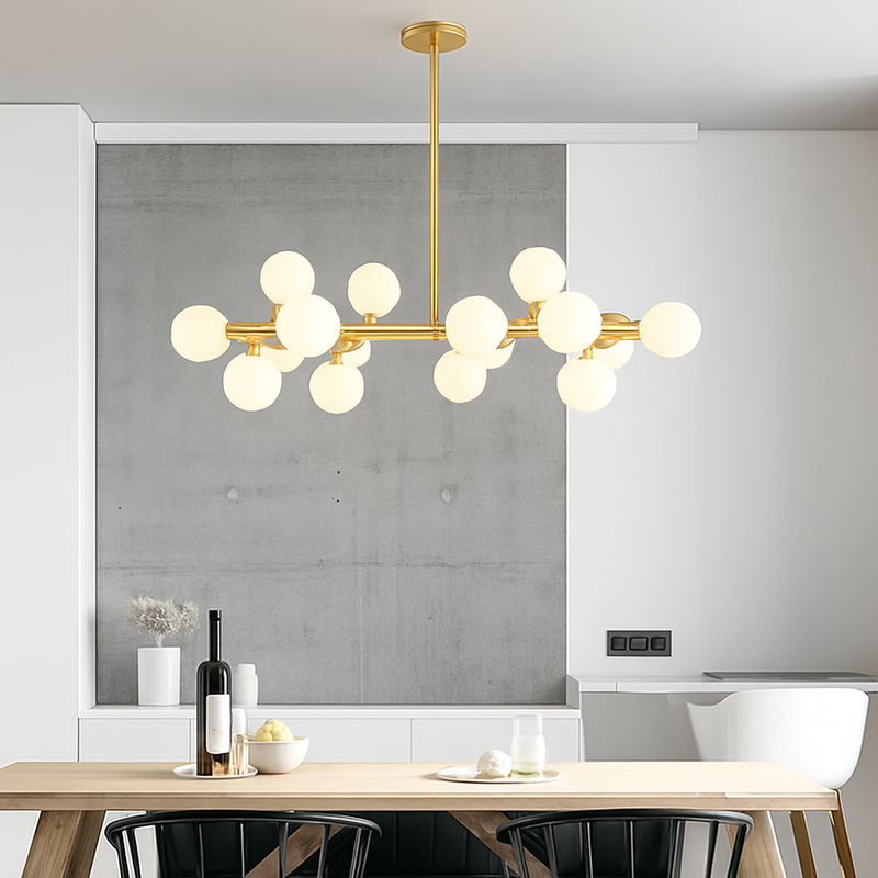 Nordique LED ronde lustre boule de verre or noir suspension lampe restaurant cuisine salon anneau décor à la maison luminaires