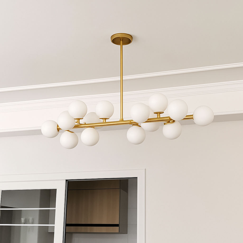 Nordique LED ronde lustre boule de verre or noir suspension lampe restaurant cuisine salon anneau décor à la maison luminaires - vue 7 sur 24