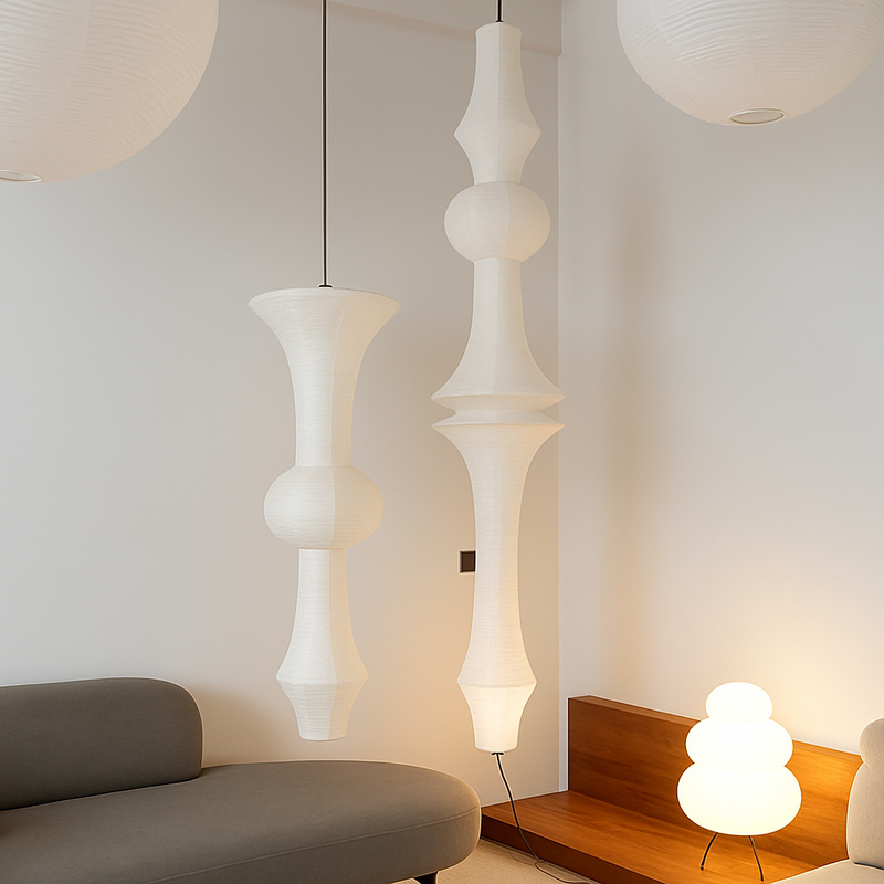 Nordique Wabi Sabi vent papier de riz suspension LED lumières salon chambre coin lustre Duplex Loft décor à la maison lampe de chevet