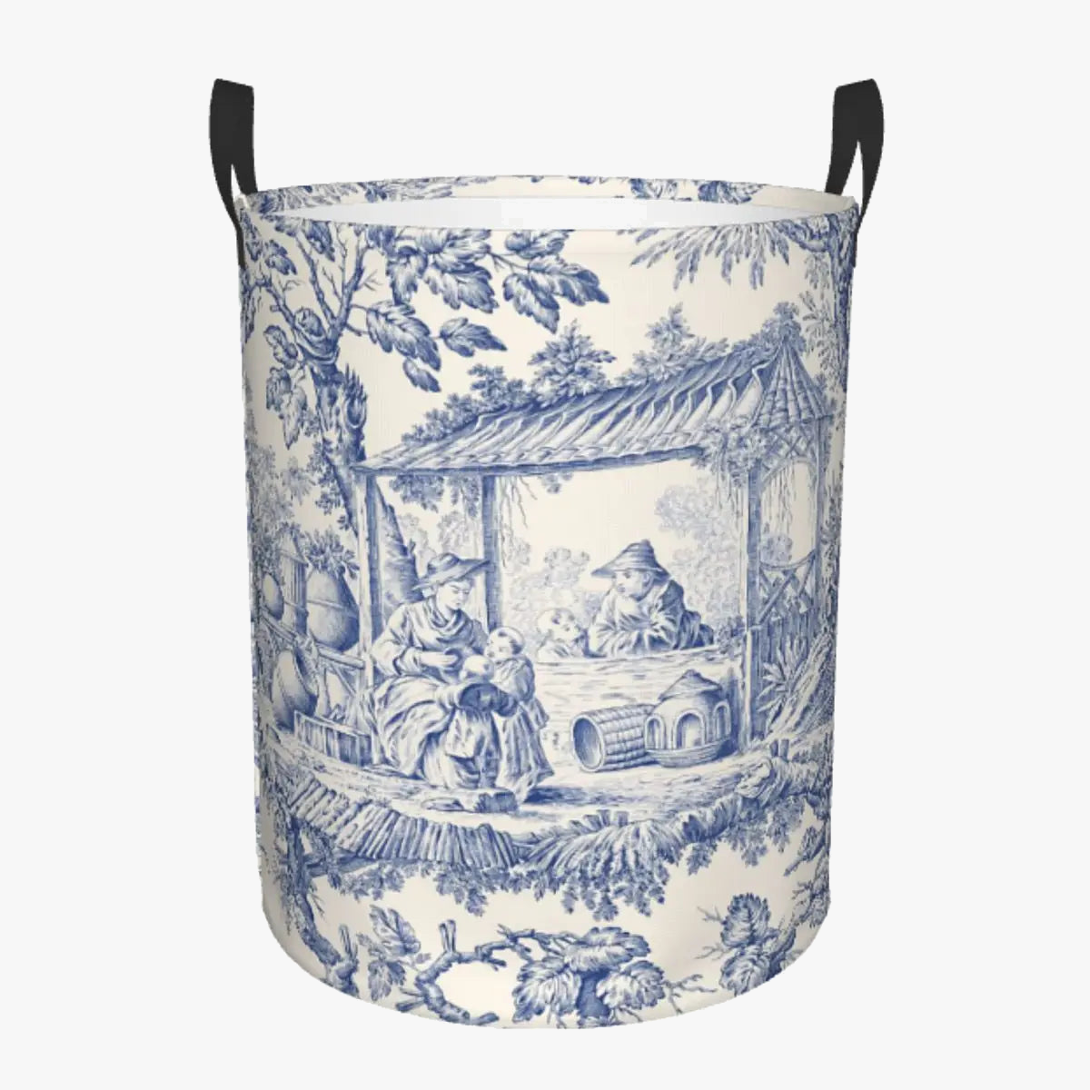 panier à linge pliable personnalisé classique en toile de jouy pour jouets