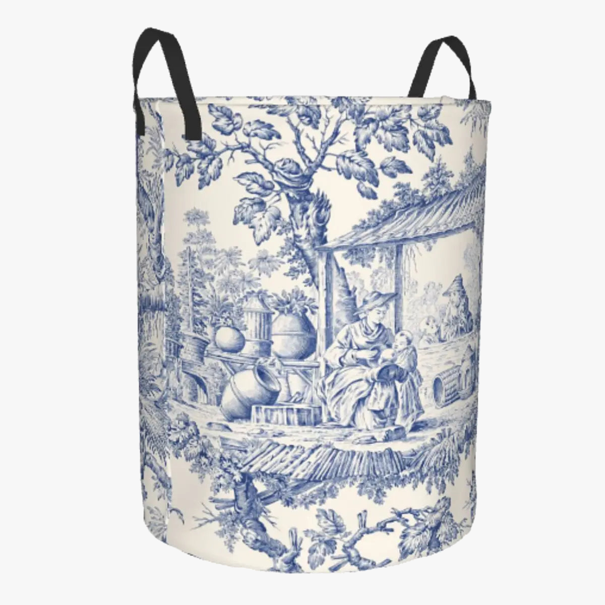 panier à linge pliable personnalisé classique en toile de jouy pour jouets