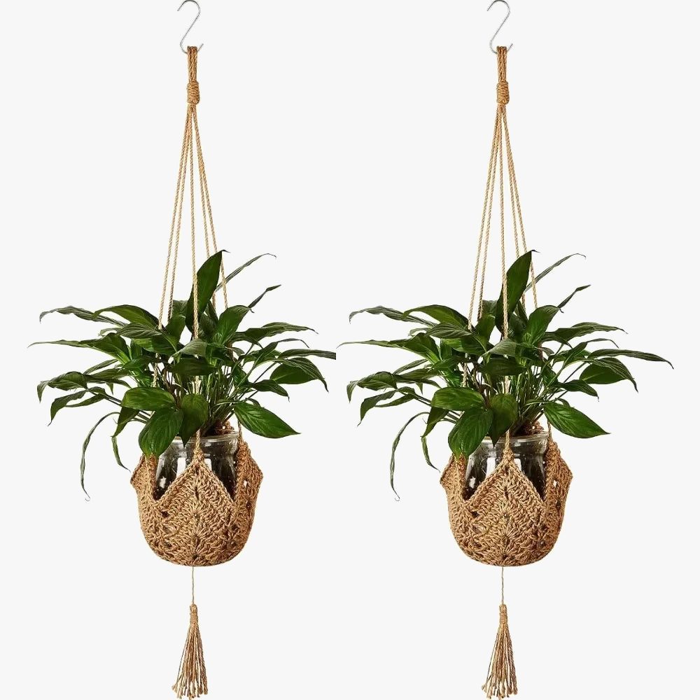 panier suspendu en macramé pour plantes décoratives
