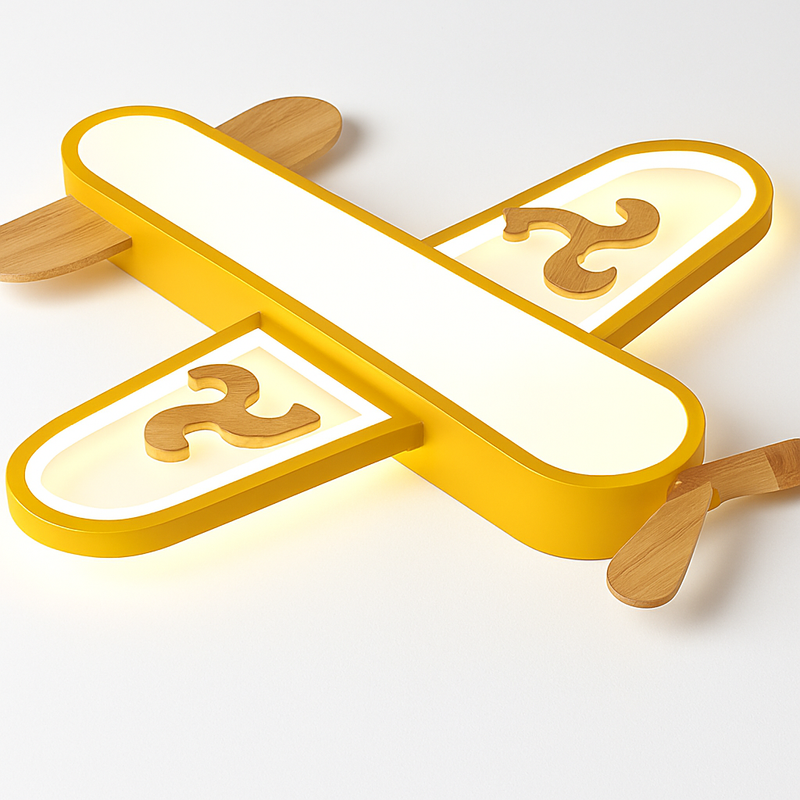 Plafonnier avion LED jaune bleu design minimaliste plafonnier en bois pour chambre d'enfant maison bébé garçons enfant suspension