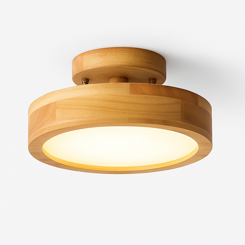Plafonnier circulaire en bois massif