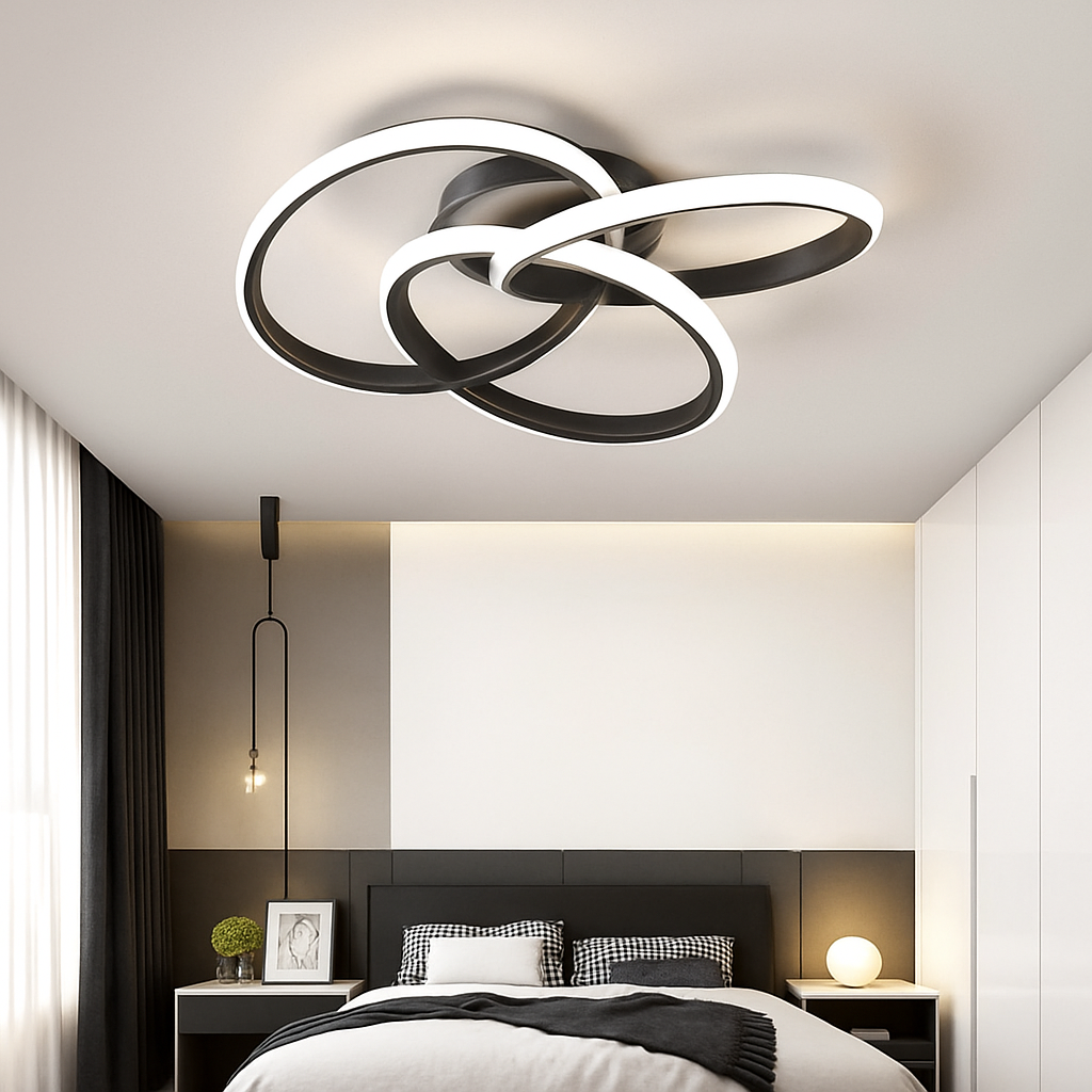 Plafonnier design LED avec plusieurs anneaux en métal Loft - vue 5 sur 10