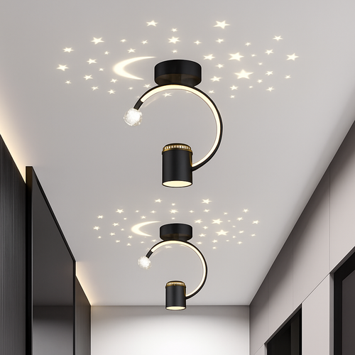 Plafonnier design LED avec projection étoiles