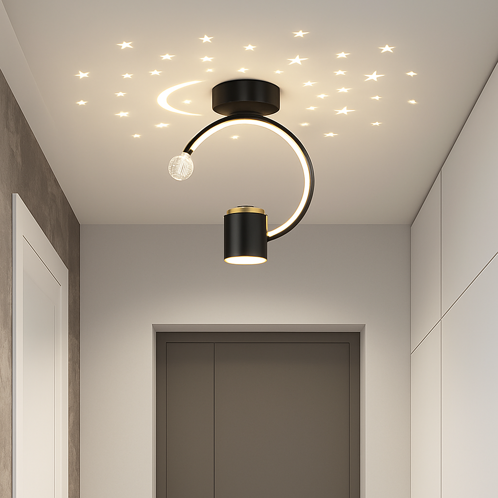 Plafonnier design LED avec projection étoiles - vue 7 sur 14