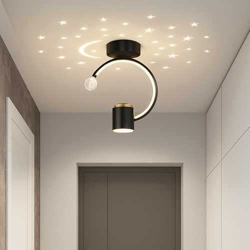 Plafonnier design LED avec projection étoiles