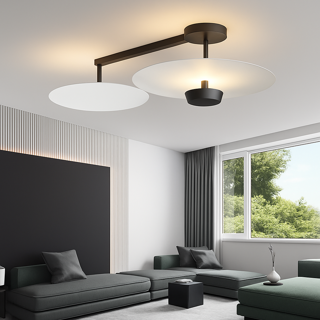 Plafonnier design Rond en métal et verre - vue 4 sur 14
