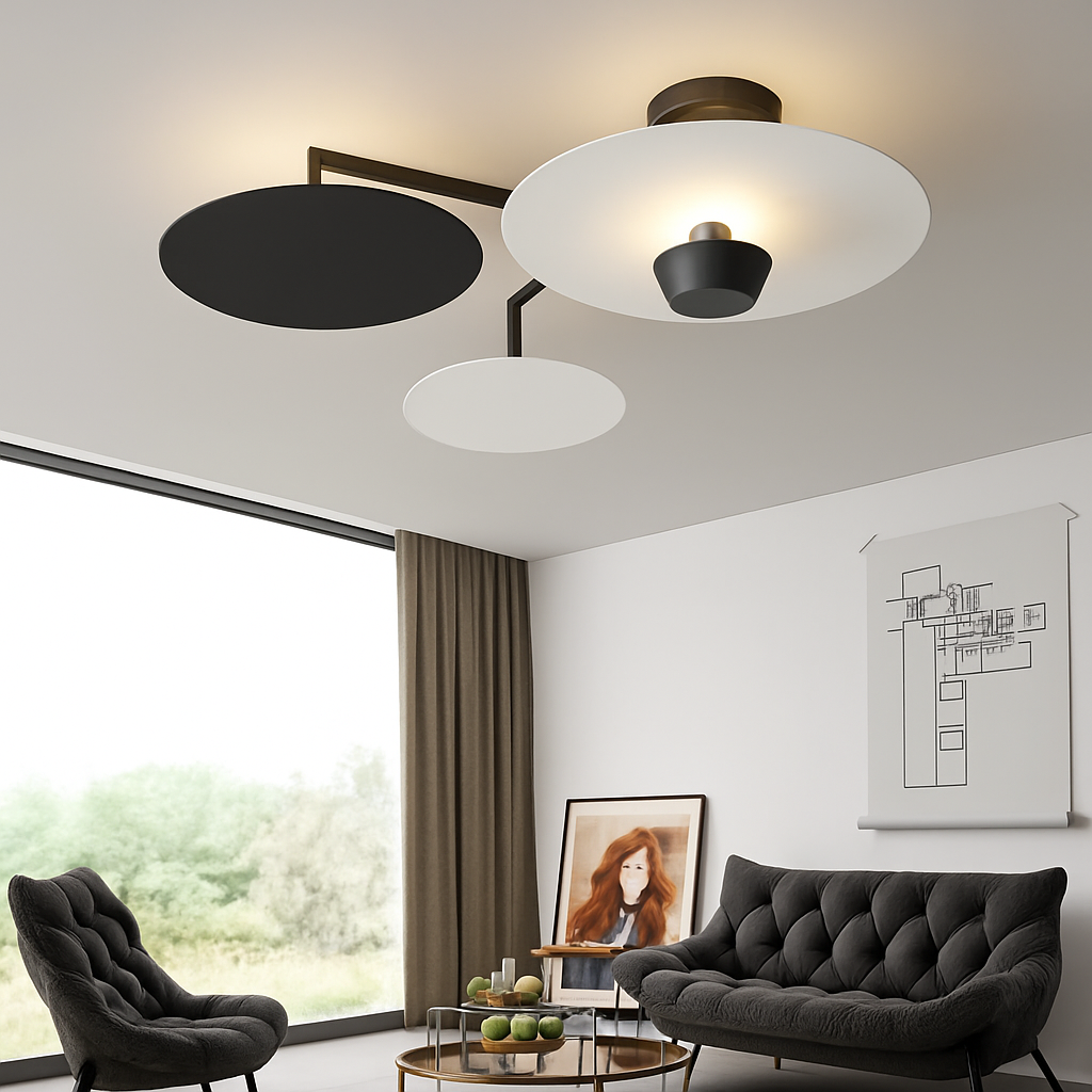 Plafonnier design Rond en métal et verre - vue 5 sur 14