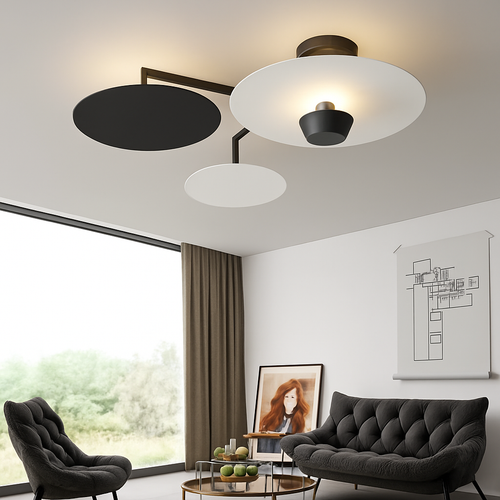 Plafonnier design Rond en métal et verre
