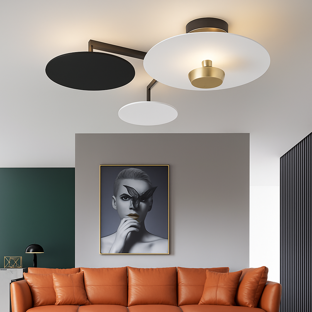 Plafonnier design Rond en métal et verre - vue 6 sur 14