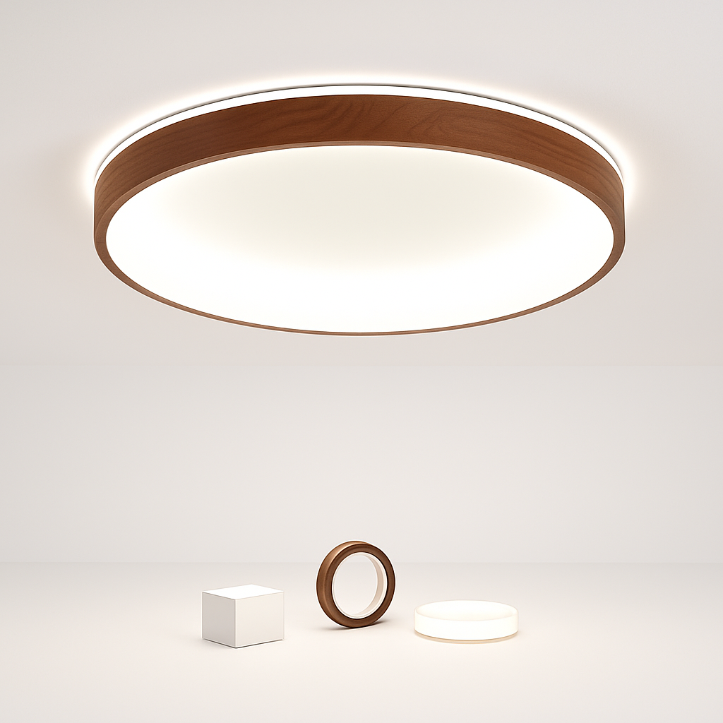plafonnier led circulaire grain de bois design moderne minimaliste grande taille