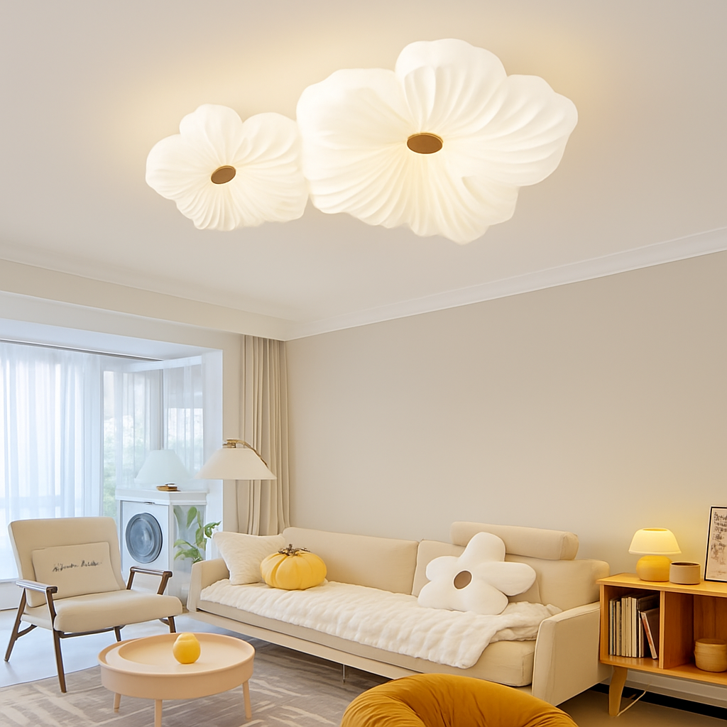 plafonnier led décoratif en forme de fleur style nordique - vue 5 sur 12
