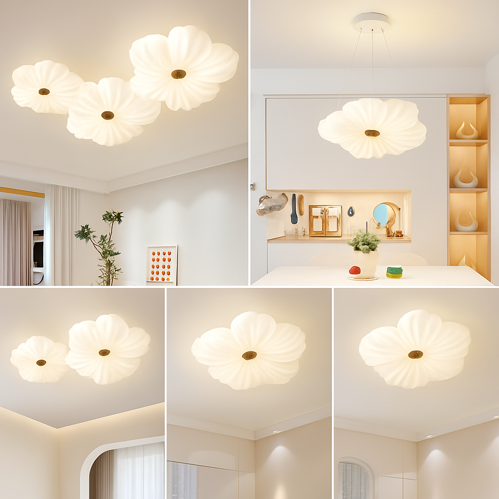 plafonnier led décoratif en forme de fleur style nordique - vue 7 sur 12