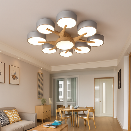 plafonnier led design nordique en bois pour décoration intérieure