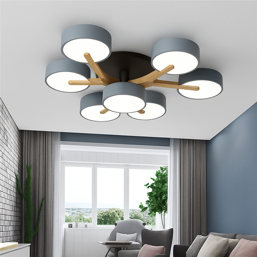 plafonnier led design nordique en bois pour décoration intérieure