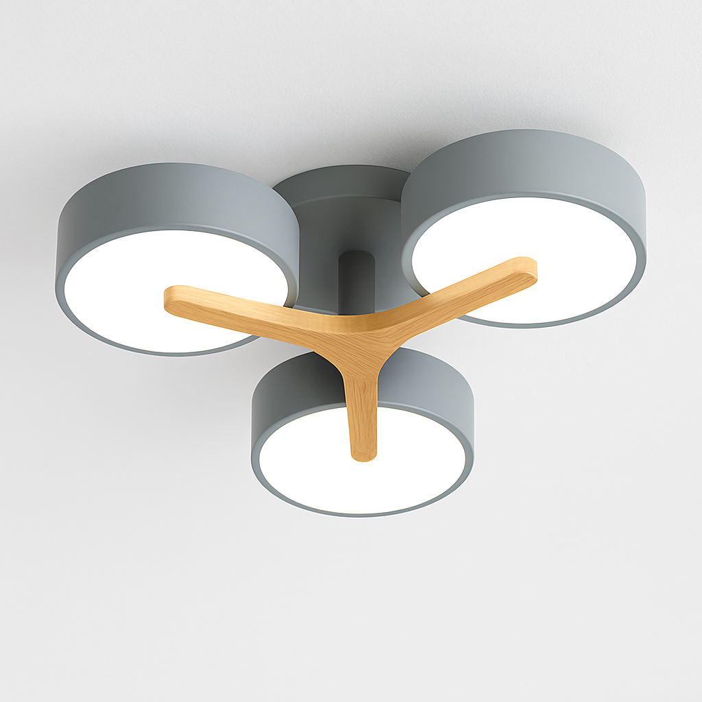 plafonnier led design nordique en bois pour décoration intérieure - vue 7 sur 17