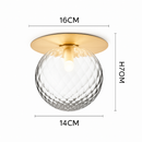 Plafonnier LED design rond doré avec boule en verre Porch