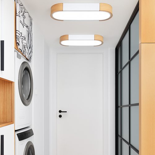 plafonnier led dimmable en bois pour divers espaces