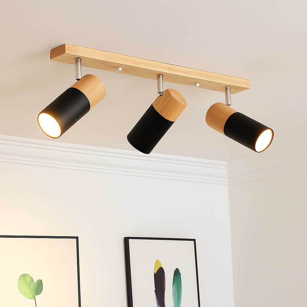Plafonnier LED moderne en fer rotatif à 1/3 têtes