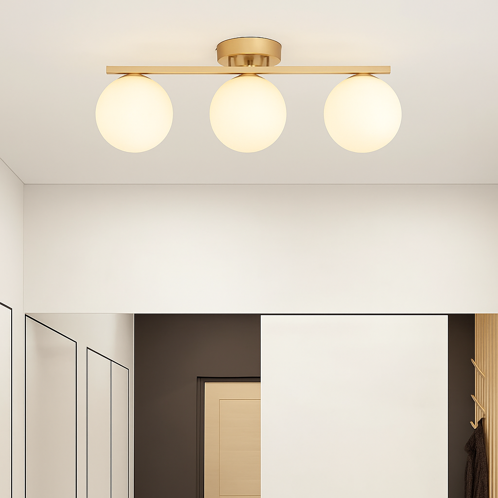 plafonnier led nordique en verre boule créative dorée