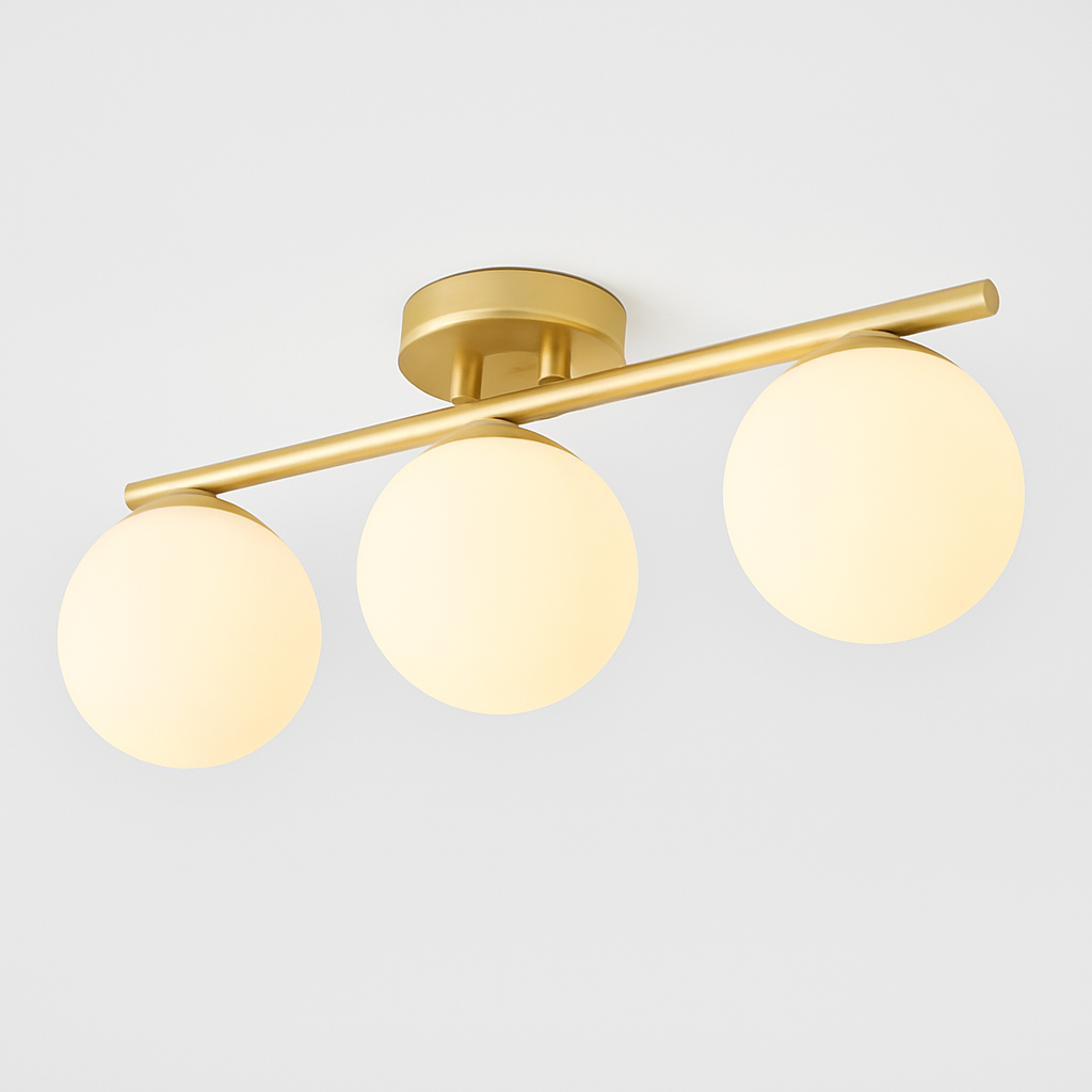plafonnier led nordique en verre boule créative dorée